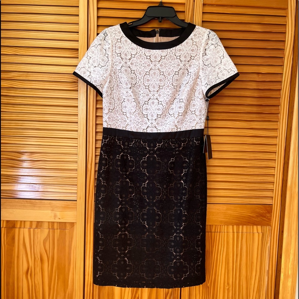 Split black and white lace Adrianna Papell dress